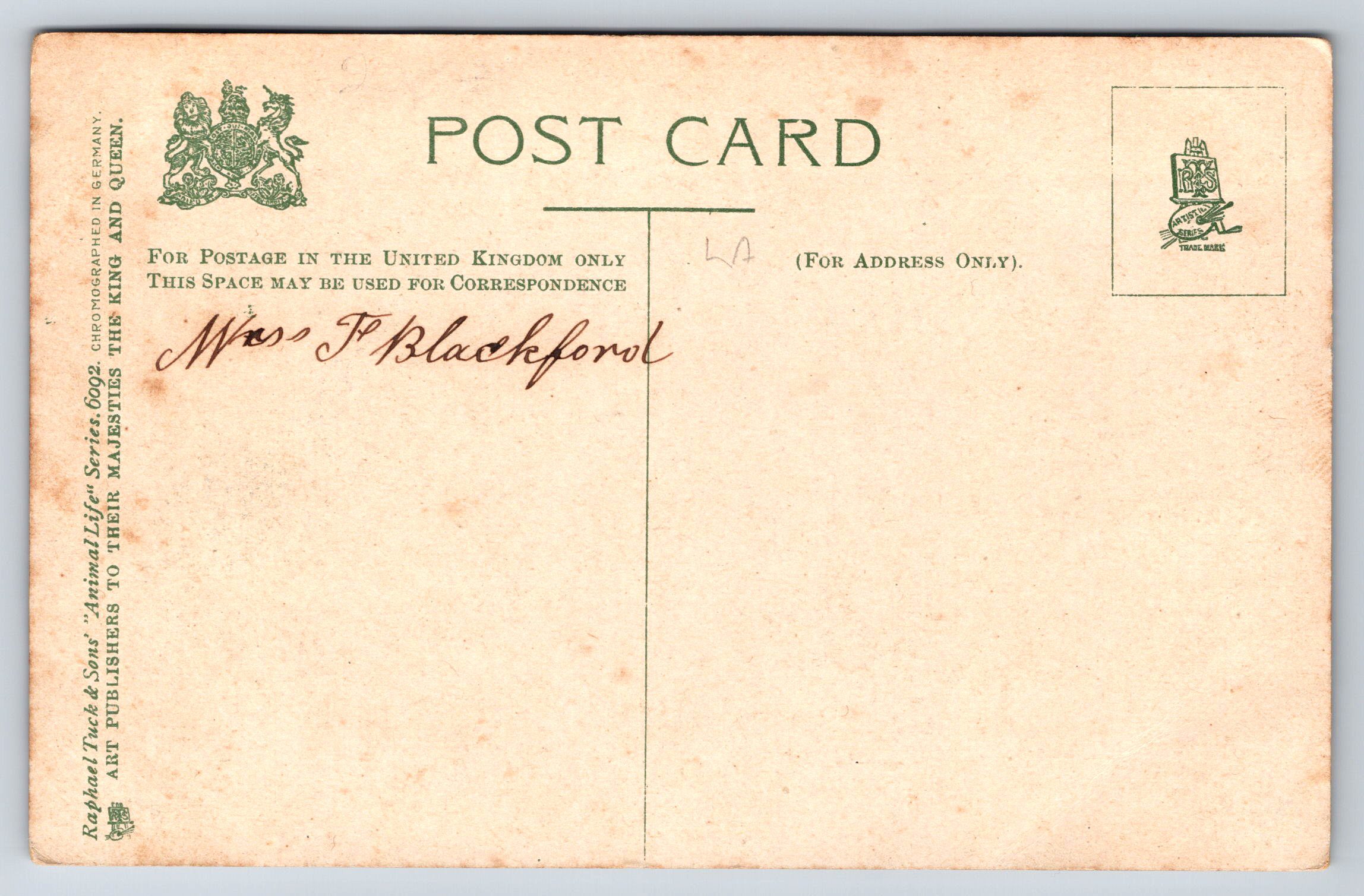 Back of postcard