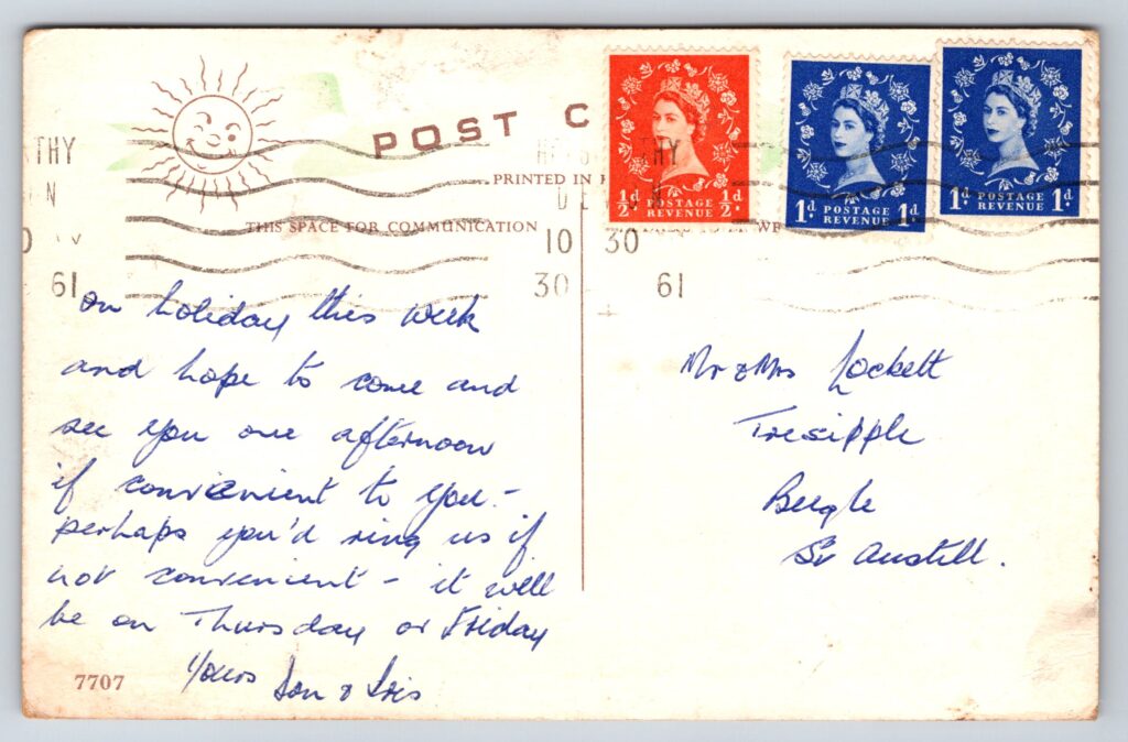 Back of postcard