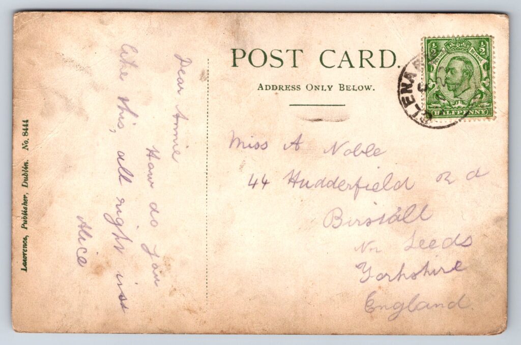 Back of postcard