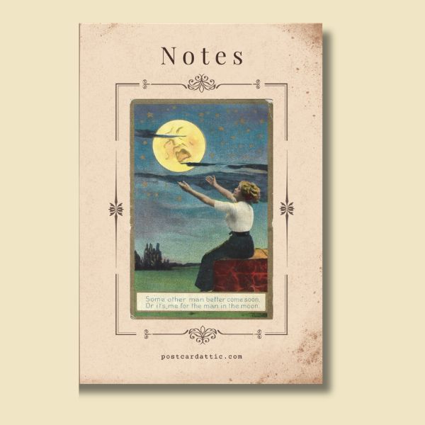 Man in the Moon Vintage Postcard Notebook