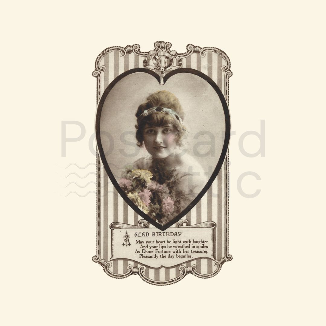 A Glad Birthday - Vintage Ephemera PNG Clipart