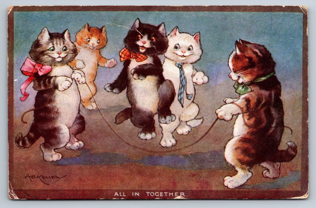 All in Together 1913 A. E. Kennedy Cat Postcard