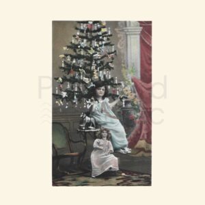 Vintage Christmas Girl Photo Clipart - Genuine Edwardian Postcard PNG